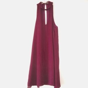 Lulus Cranberry Crepe V Neck Dress S